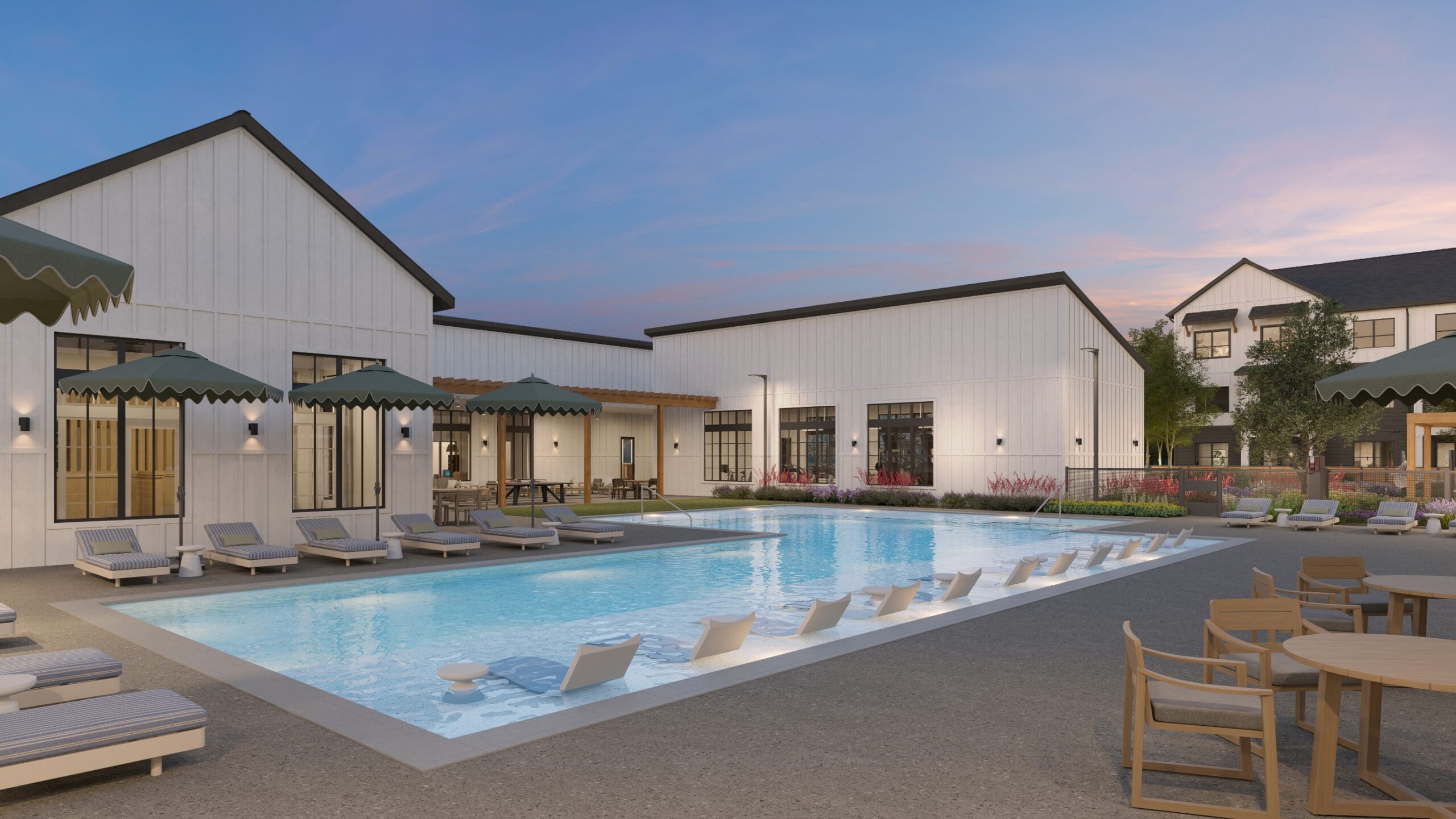 Rendering of the resort style pool at Citizen House Howard scaled